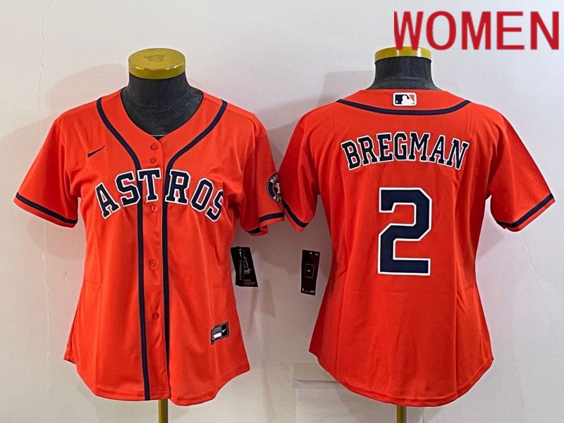 Women Houston Astros #2 Bregman Orange Game Nike 2022 MLB Jerseys